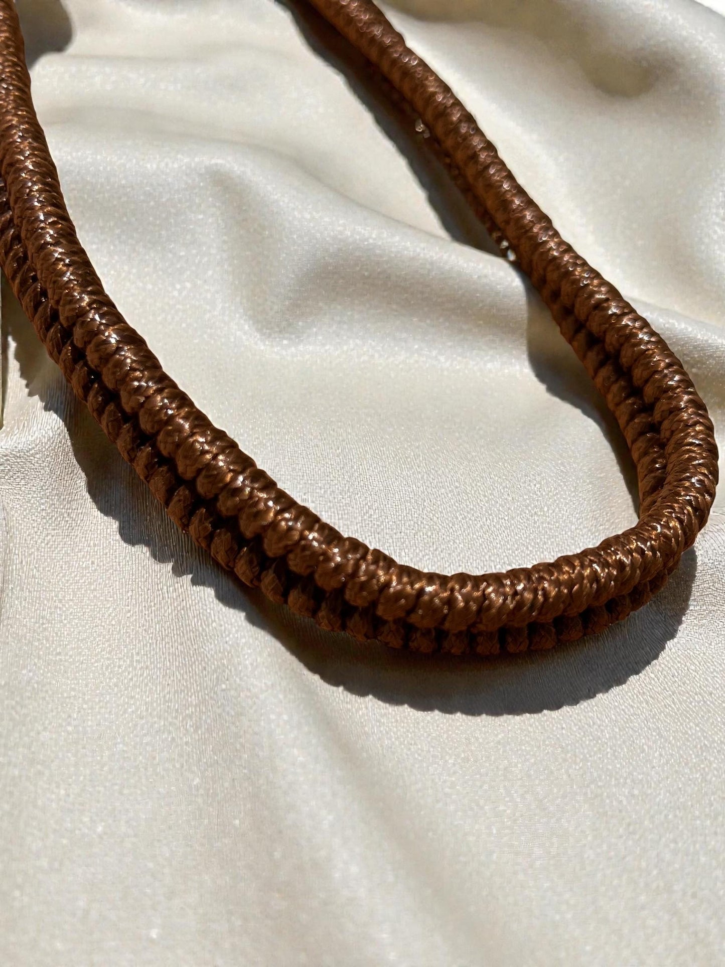 Brown Braided Cord Necklace | Adjustable Boho Choker Necklace | Unisex Woven Rope Jewelry | Earthy Minimalist Necklace
