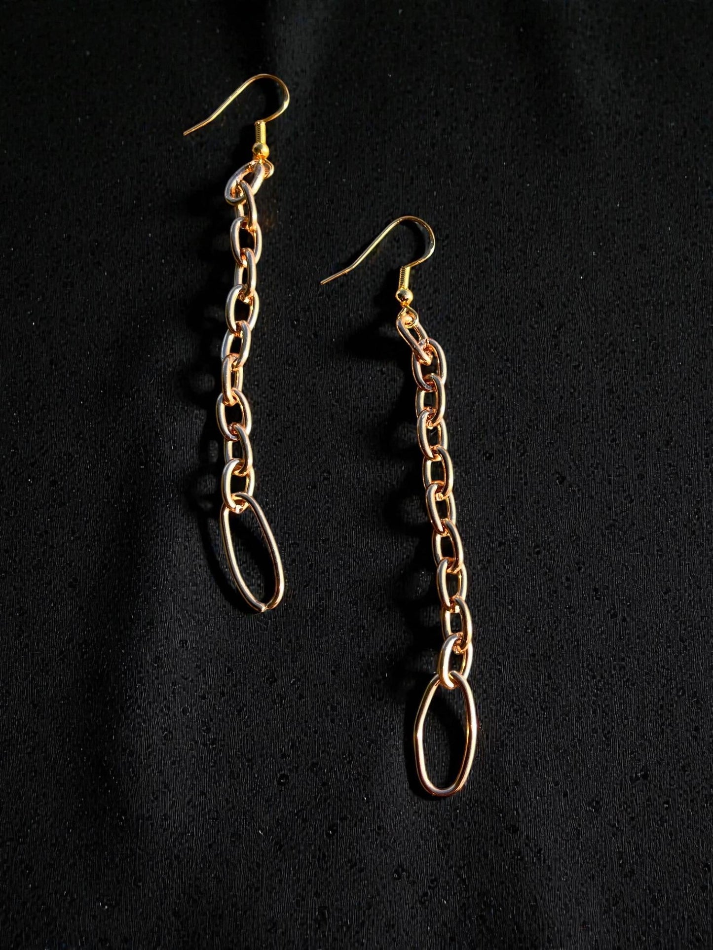 Gold Chain Drop Earrings | Long Gold Dangle Earrings | Minimalist Statement Earrings | Modern Link Earrings | Lightweight 3 Inch Earrings